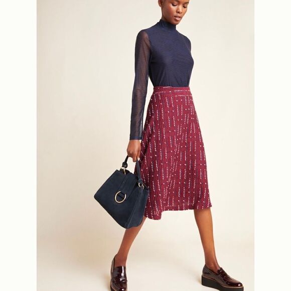 Maeve Anisa Textured Midi Skirt | Anthropologie | Size: XS | Color: Wine - Picture 1 of 3